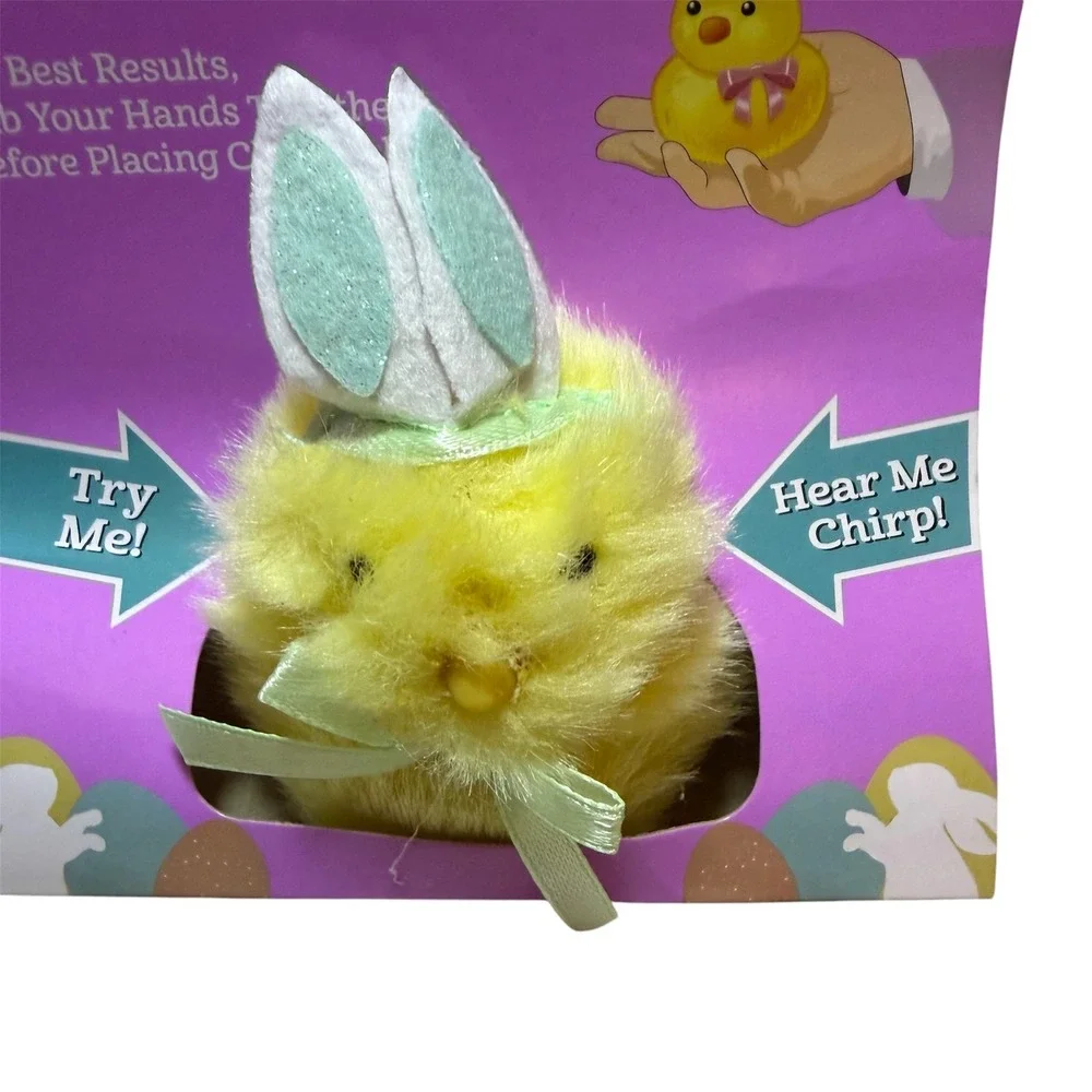 Dan Dee Palm Pet Yellow Chirping Chick Plush Easter Bunny Ears Interactive Toy